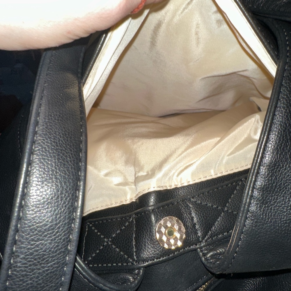 Miss fong soft Black Leather Baby Bag so many pockets insulated good accents new - Picture 7 of 16